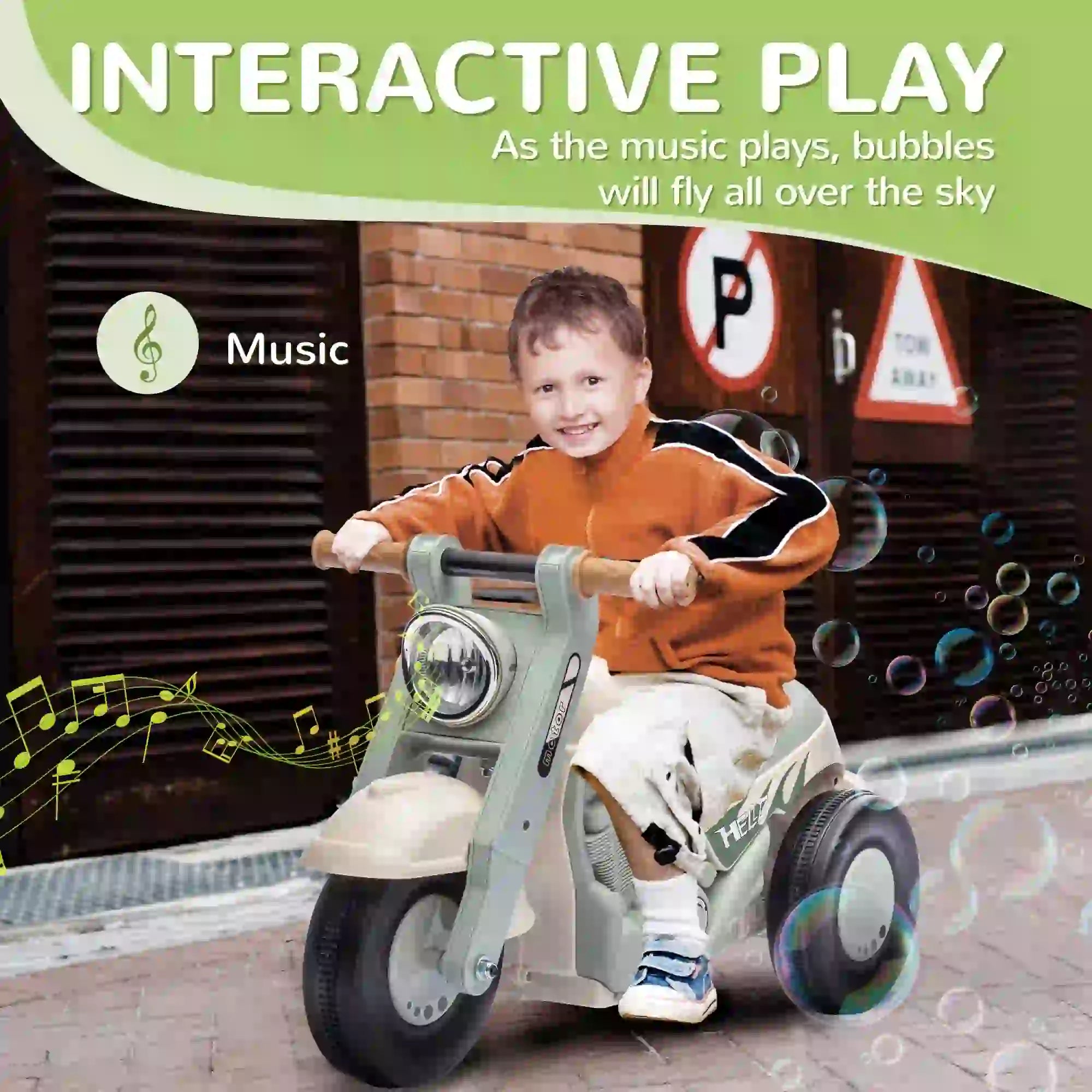 Toddler Ride On Toy, Sliding Car with Music, Bubble, 2-5 Years, Cream White Push Cars for Toddlers at Gallery Canada