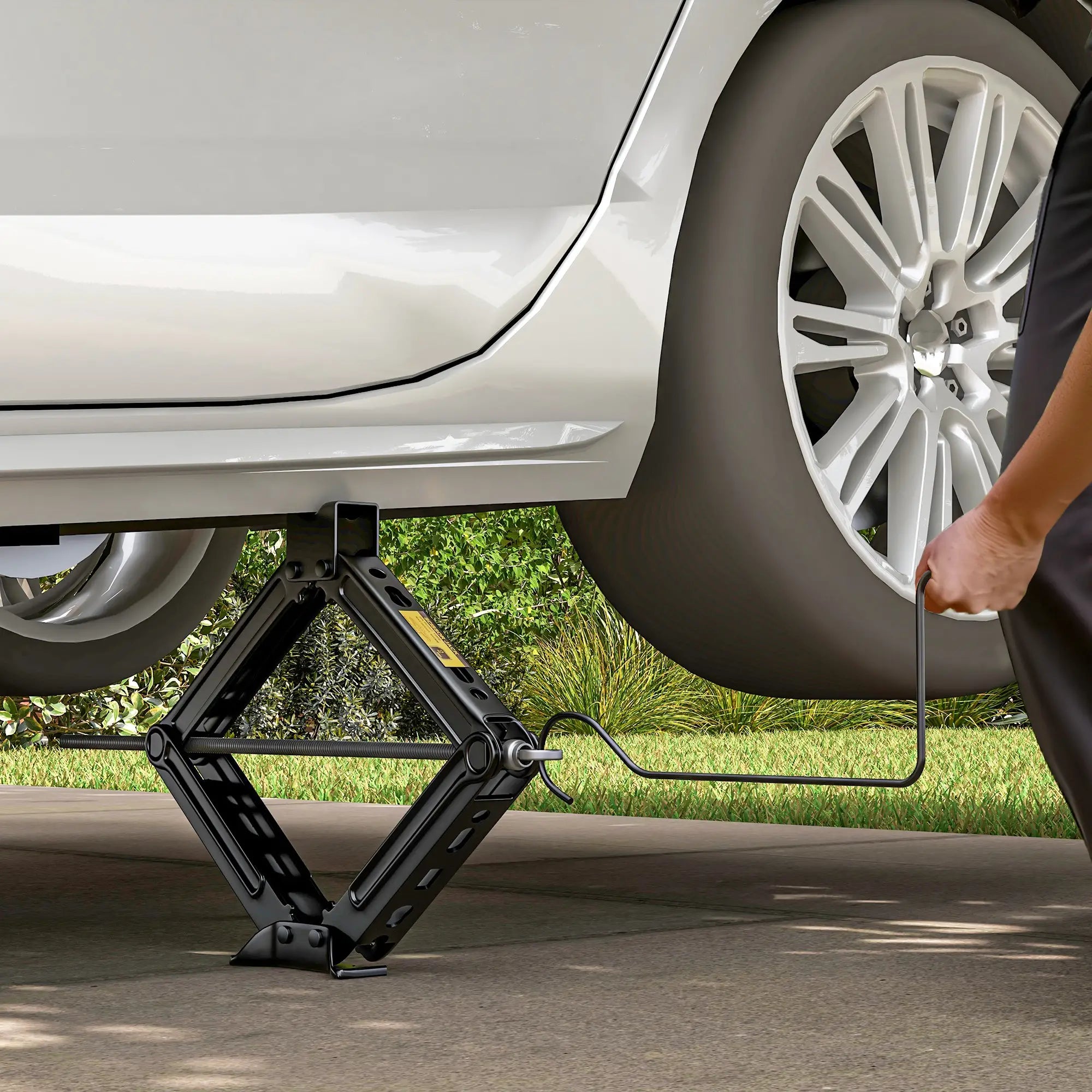 Steel Car Jack, Portable Scissor Jack, 2 Ton (4400 lbs), Black Automotive at Gallery Canada