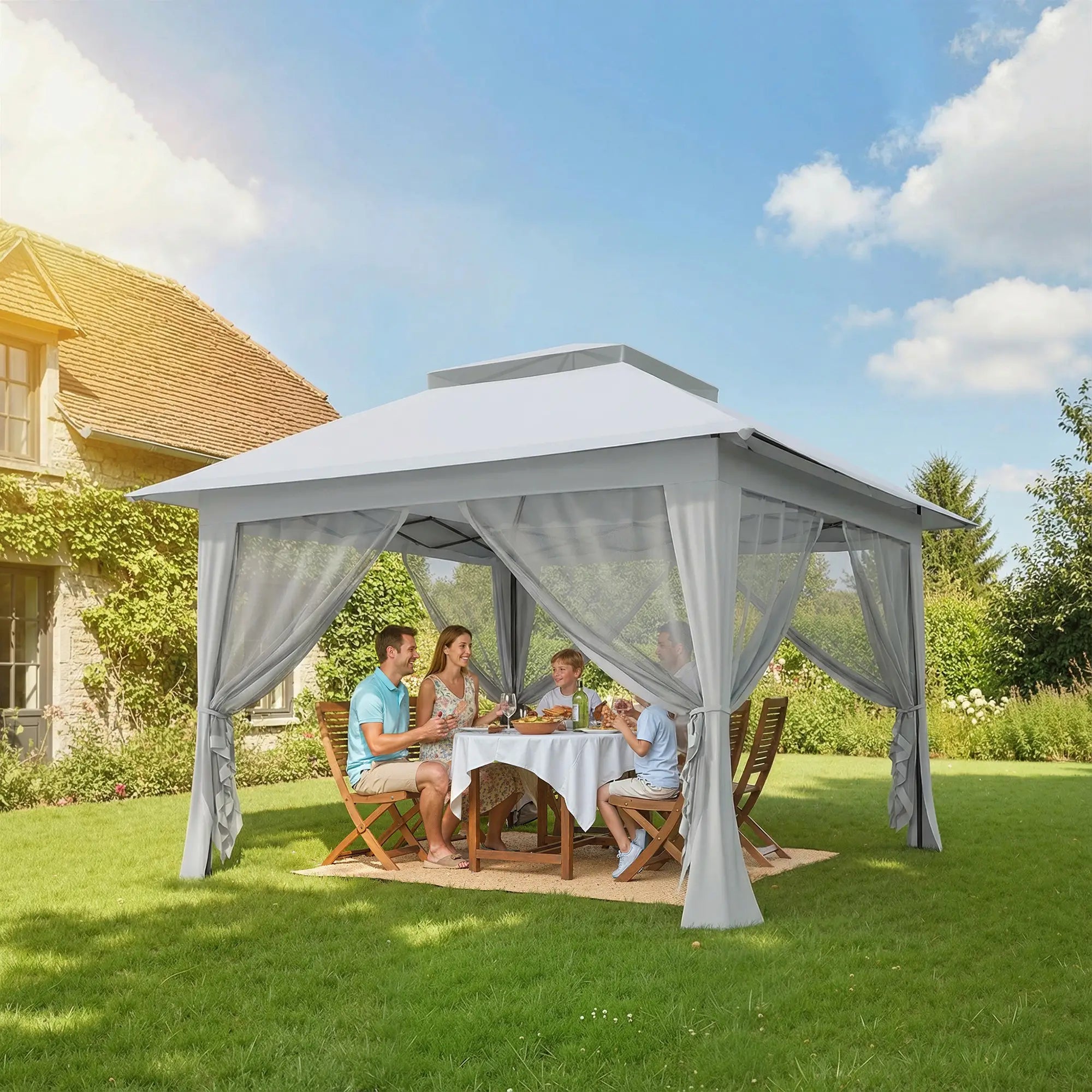 12' x 12' Foldable Pop-Up Party Tent, Steel Frame, Light Grey Pop Up Canopies at Gallery Canada