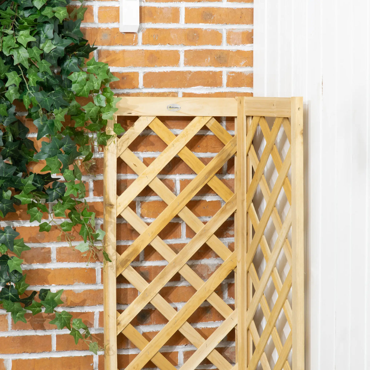 Wood Planter With Trellis For Vine Climbing, 16" x 16" x 57", Natural Raised Garden Beds at Gallery Canada