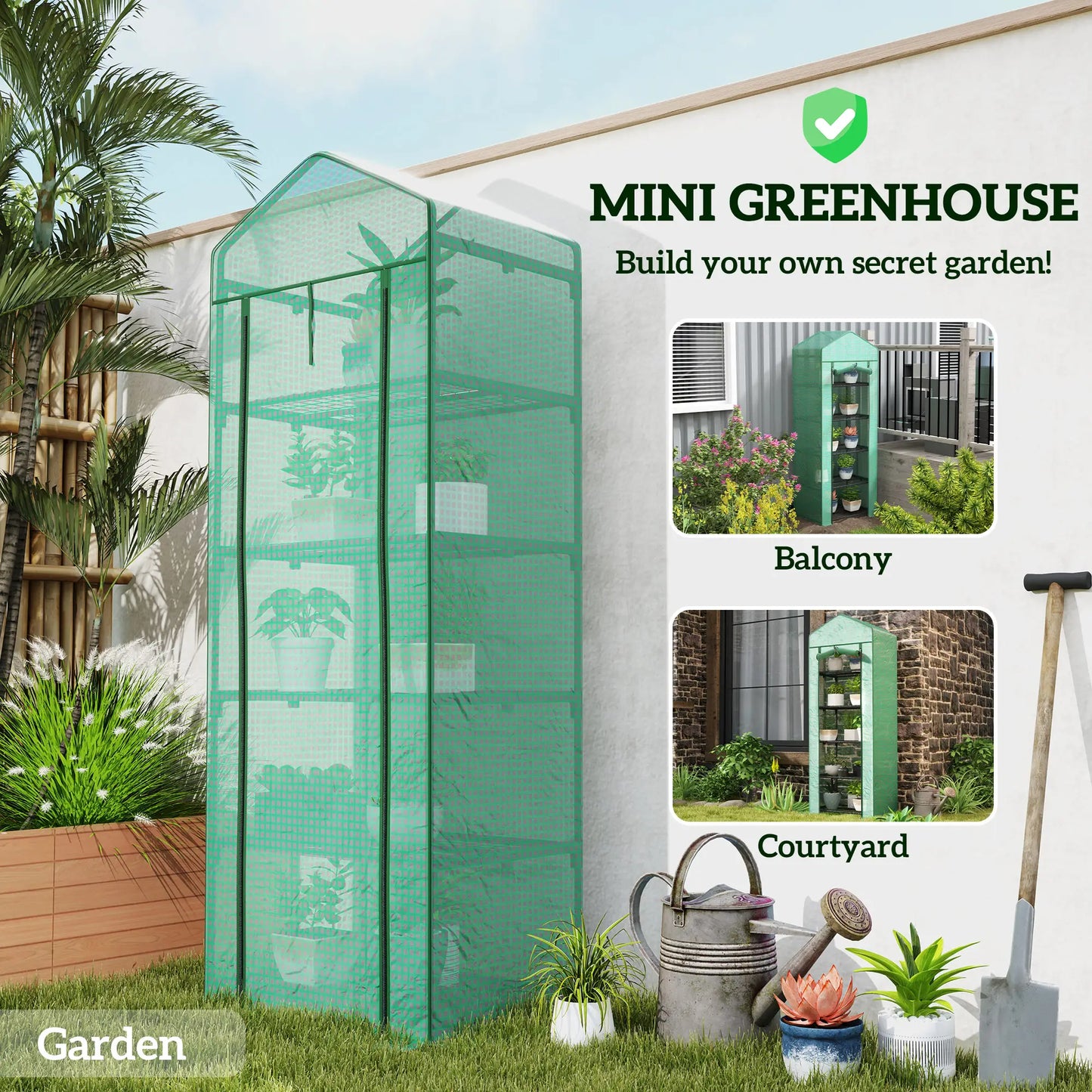 5 Tier Mini Greenhouse, Portable, Transparent, 27.25" x 19.25" x 76", Green Greenhouses at Gallery Canada