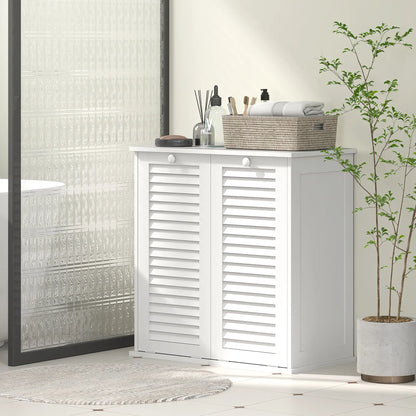 Tilt Out Laundry Cabinet, 2 Baskets, 2 Louvered Doors, White Bathroom Cabinets at Gallery Canada