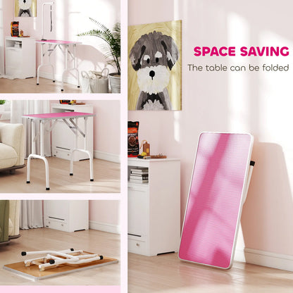 Foldable Pet Grooming Table, Adjustable Arm, Non-Slip, Pink Dog Grooming Tables at Gallery Canada