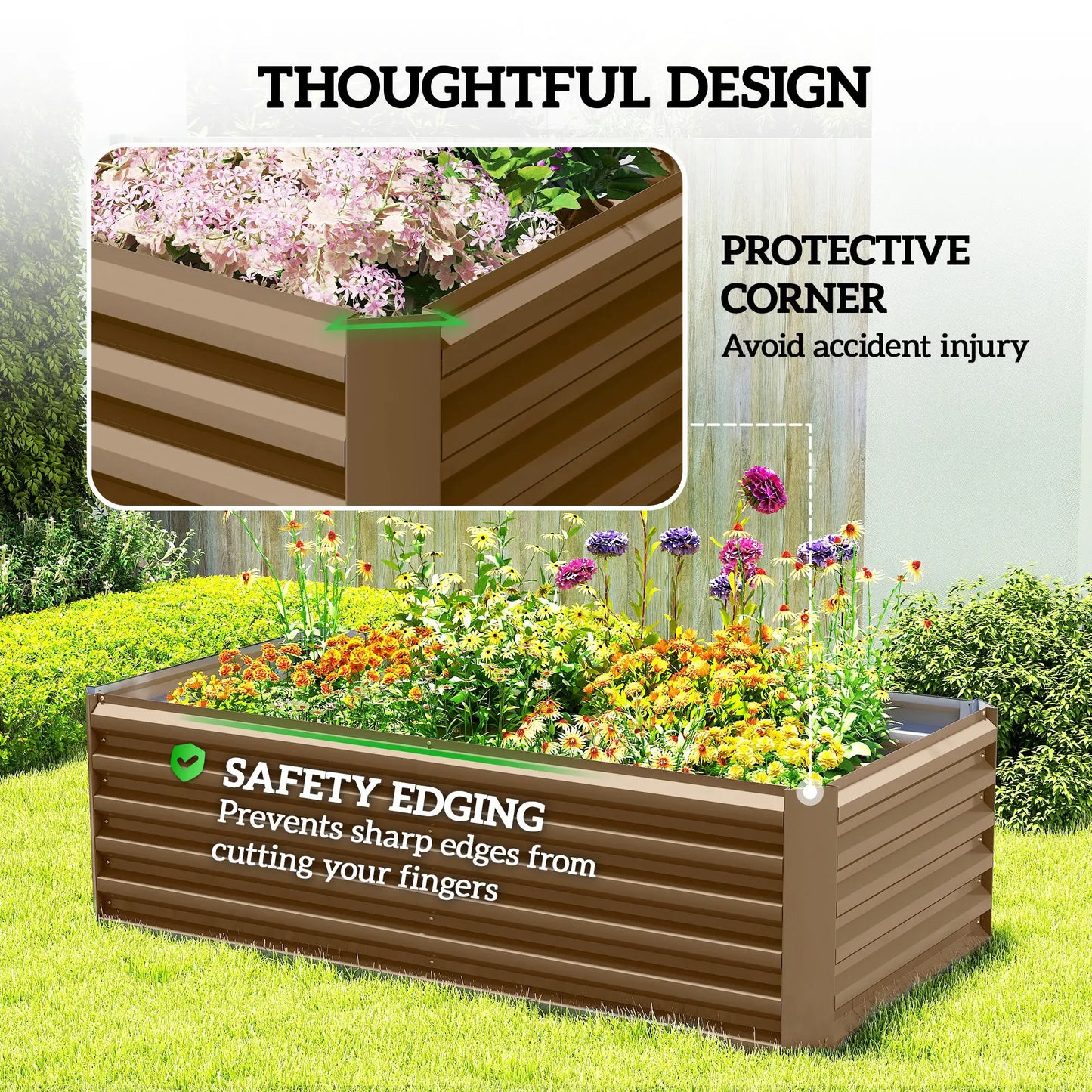 6' x 3' x 2' Raised Garden Bed, Galvanized Planter Box, Brown Galvanized Planter Boxes at Gallery Canada