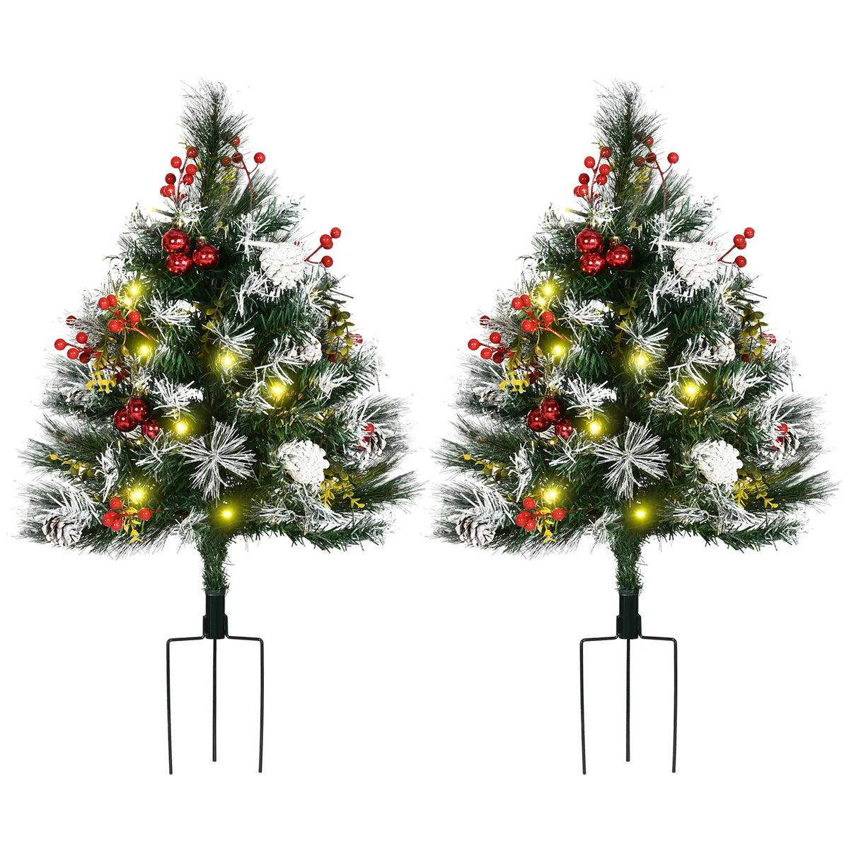 2 Foot Prelit Artificial Christmas Tree, 70 Branches, Warm White LED, Red Berries, Pine Cones, Green Pre Lit Christmas Trees at Gallery Canada