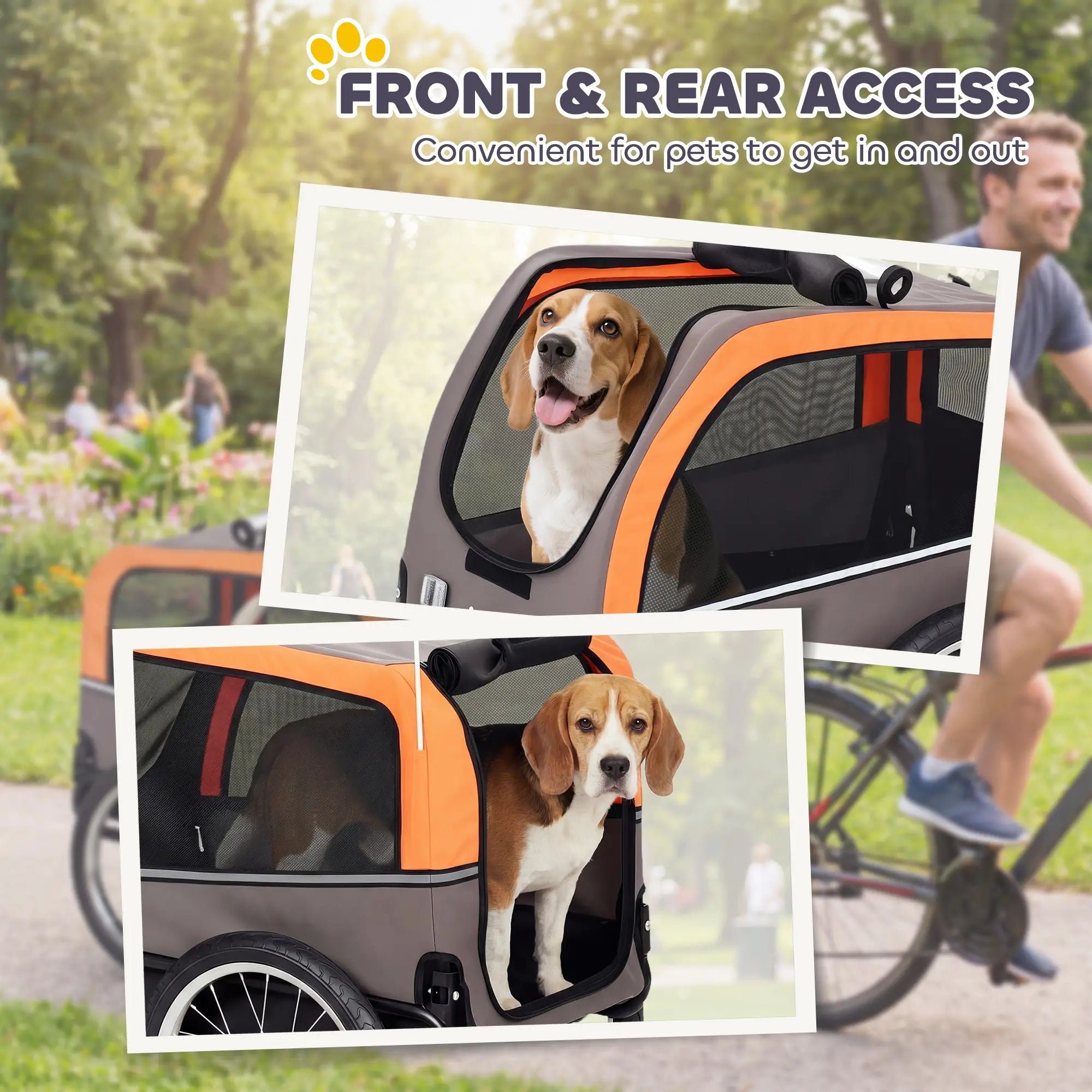 Dog Bike Trailer, Pet Cart Carrier With 2 Doors, Large Wheels, Safety Flag Dog Bike Trailers & Strollers at Gallery Canada