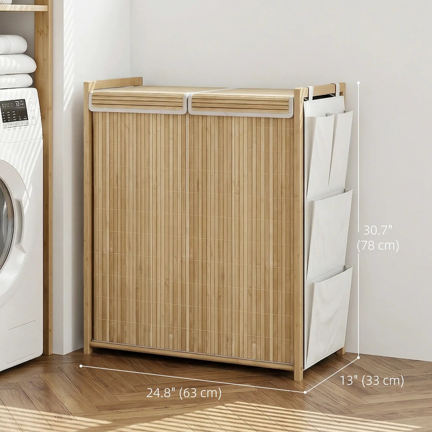 Bamboo Laundry Hamper with Removable Drawstring Bag and Side Storage Pockets, 32 Gal, Natural Bath Accessories at Gallery Canada