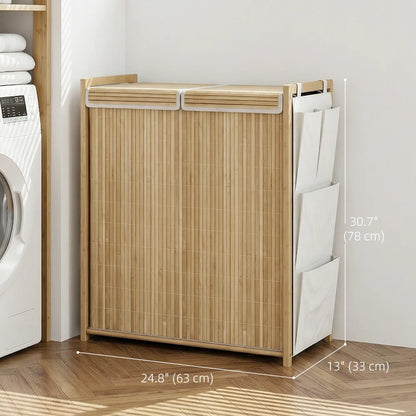 Bamboo Laundry Hamper with Removable Drawstring Bag and Side Storage Pockets, 32 Gal, Natural Bath Accessories at Gallery Canada