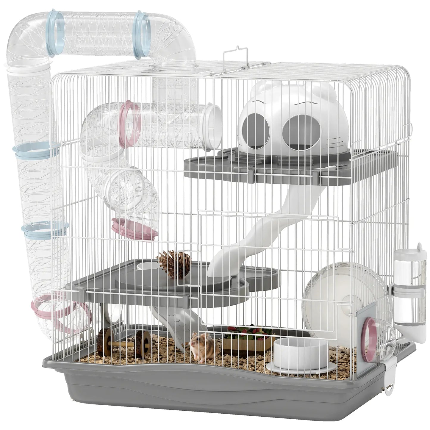 3-Tier Hamster Cage With Exercise Wheels, Grey Hamster Cages at Gallery Canada
