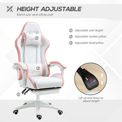 Computer Gaming Chair, PU Leather, 135° Reclining Back, White Video Game Chairs at Gallery Canada