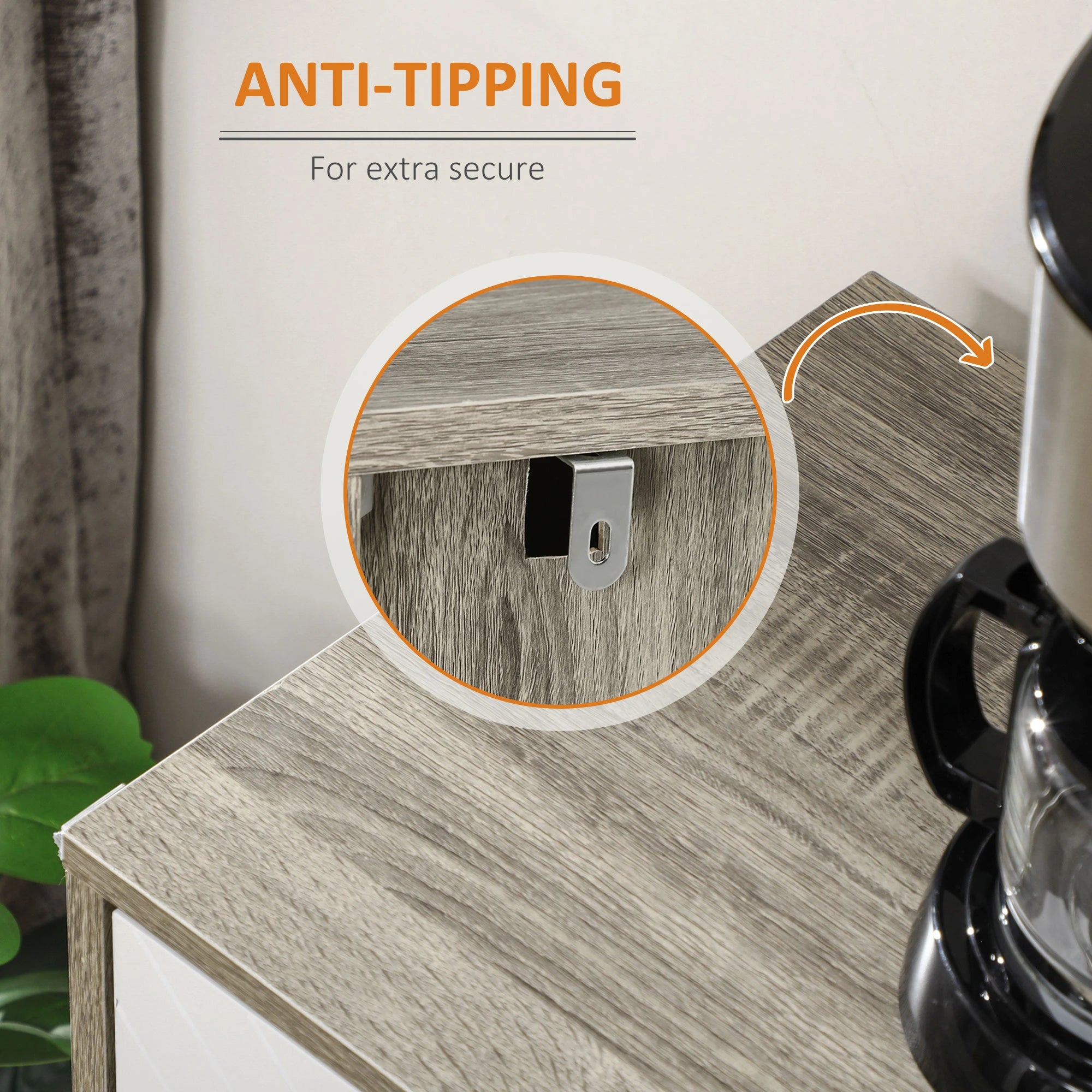 Modern Sideboard Buffet, Dining Cabinet, Adjustable Shelves, Grayish Brown Bar Cabinets at Gallery Canada