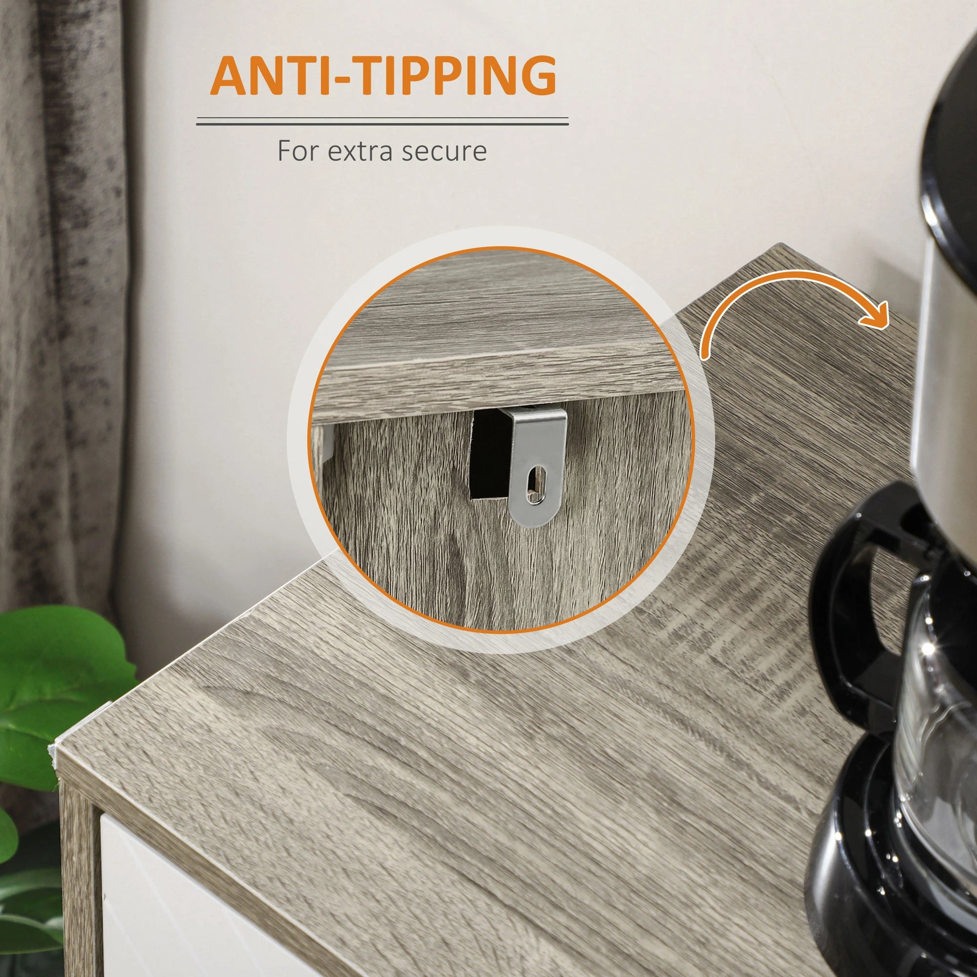 Modern Sideboard Buffet, Dining Cabinet, Adjustable Shelves, Grayish Brown Bar Cabinets at Gallery Canada