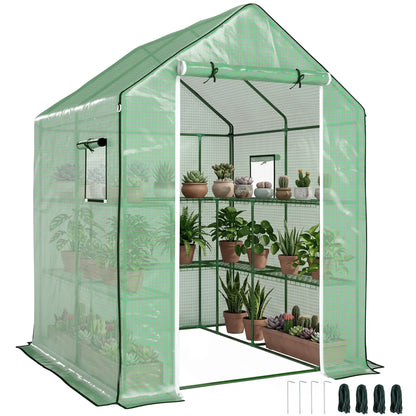 Portable Walk-In Greenhouse, 4.6' x 4.7', 2 Tier U-Shaped Shelves, Green Walk In Greenhouses at Gallery Canada