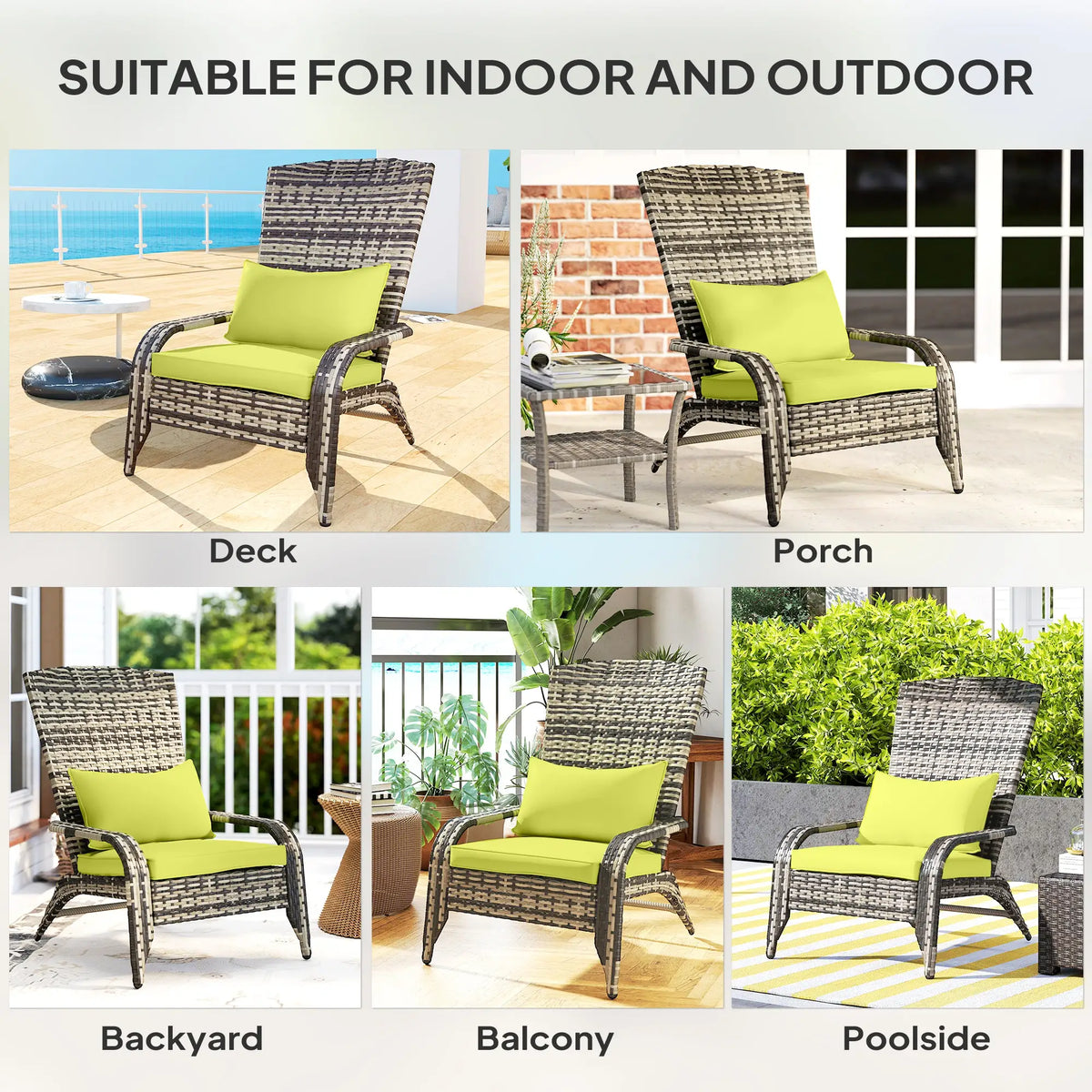Wicker Adirondack Chair With Cushions, PE Rattan Fire Pit Chair, Green Patio Chairs at Gallery Canada