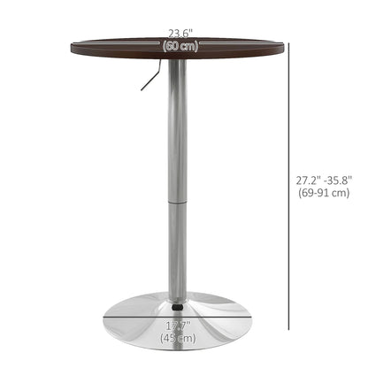 Adjustable Round High Top Bar Table, Swivel Top, Steel Base, Walnut Bar Tables & Dining Tables at Gallery Canada