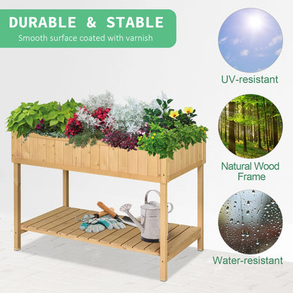 43.25" x 18" x 30" Raised Garden Bed, Wooden Plant Stand, 8 Grid Box, Natural Wood Elevated Garden Beds at Gallery Canada