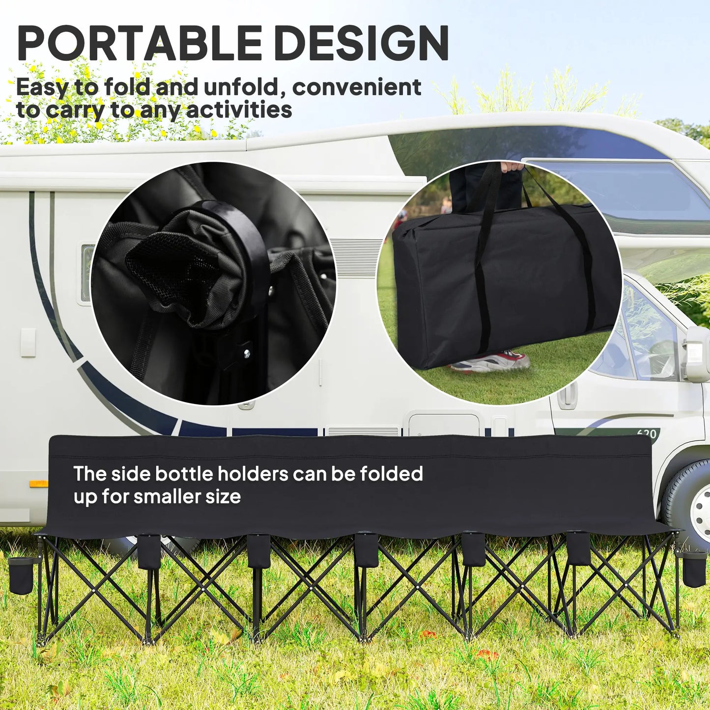 6 Seat Folding Camping Chair, Cup Holder, Carrying Case, Black Picnic Tables & Camping Chairs at Gallery Canada