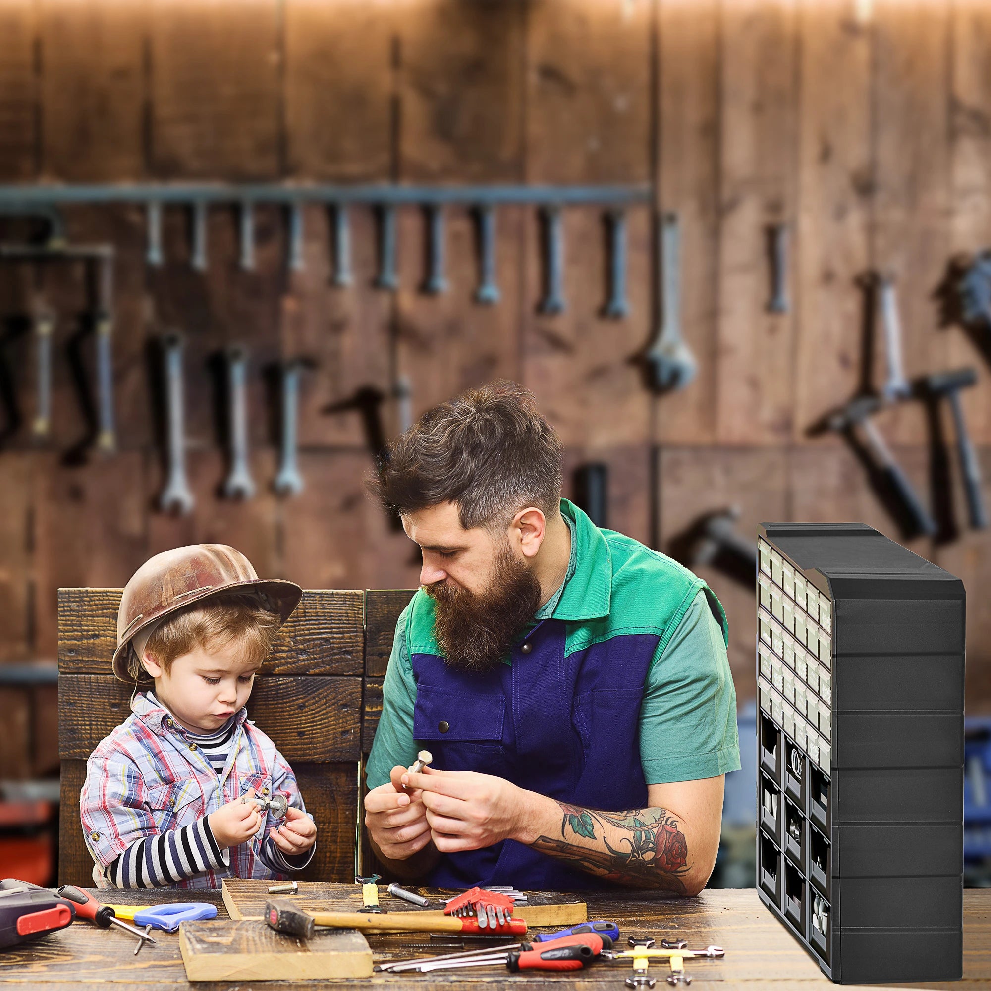 Plastic 39 Drawer Parts Organizer, Wall Mount Storage Cabinet, Black Tool Organizers at Gallery Canada