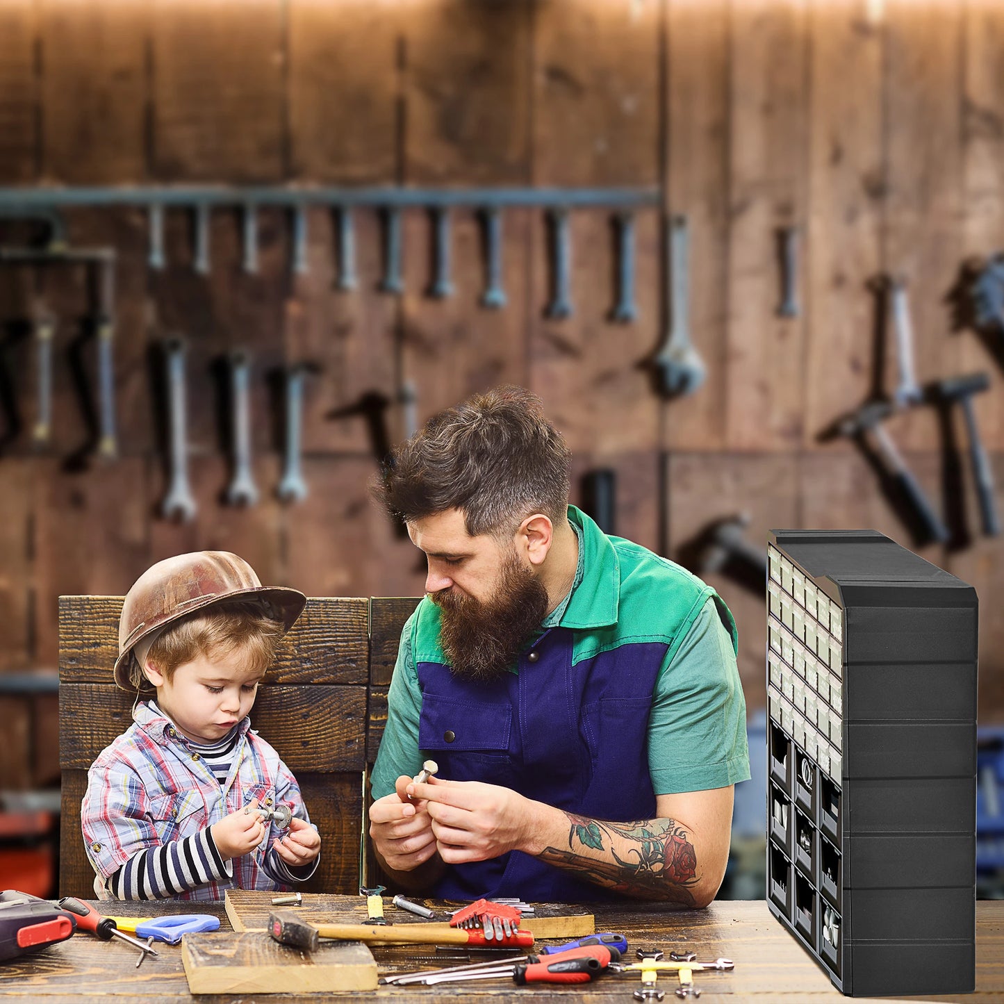 Plastic 39 Drawer Parts Organizer, Wall Mount Storage Cabinet, Black Tool Organizers at Gallery Canada