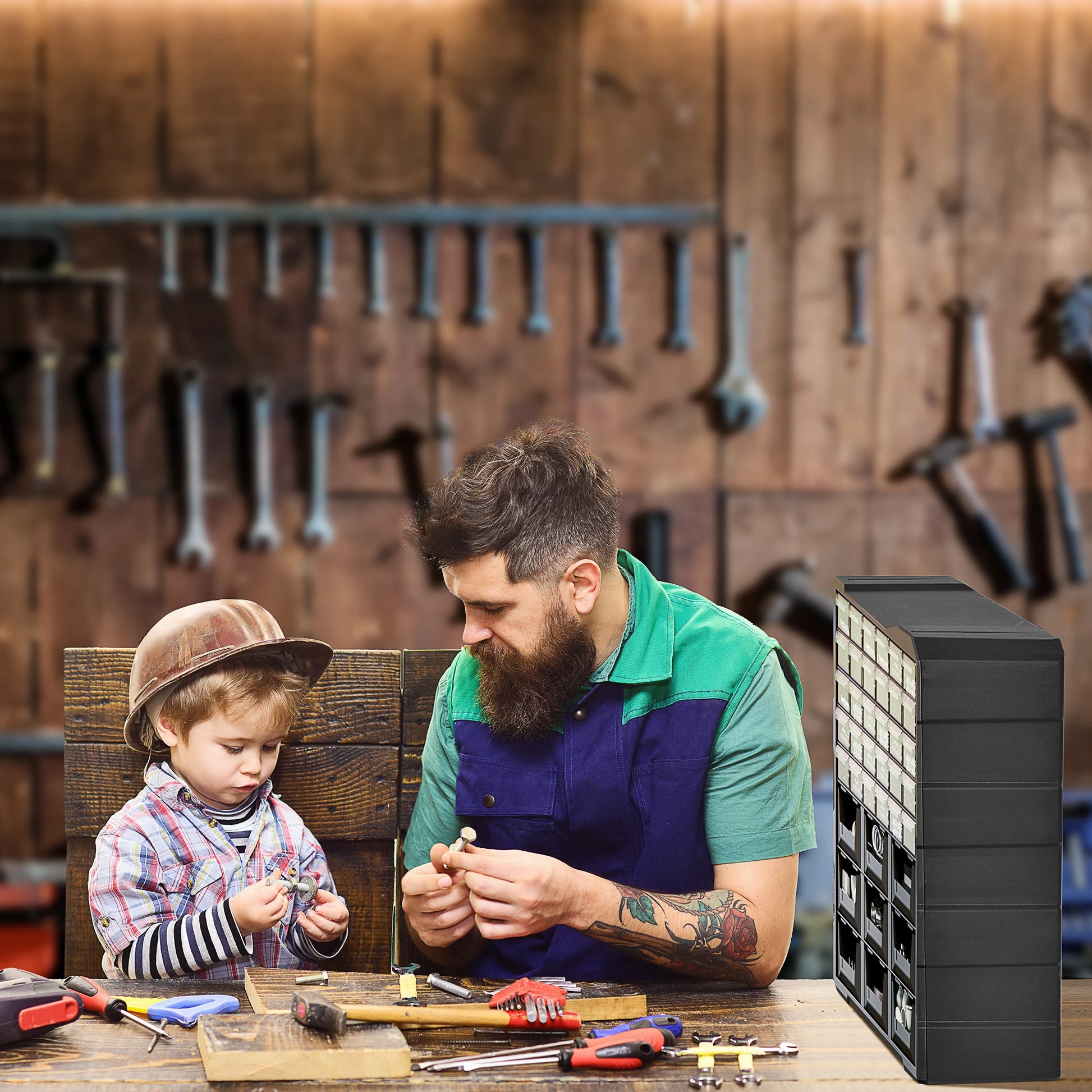 Plastic 39 Drawer Parts Organizer, Wall Mount Storage Cabinet, Black Tool Organizers at Gallery Canada