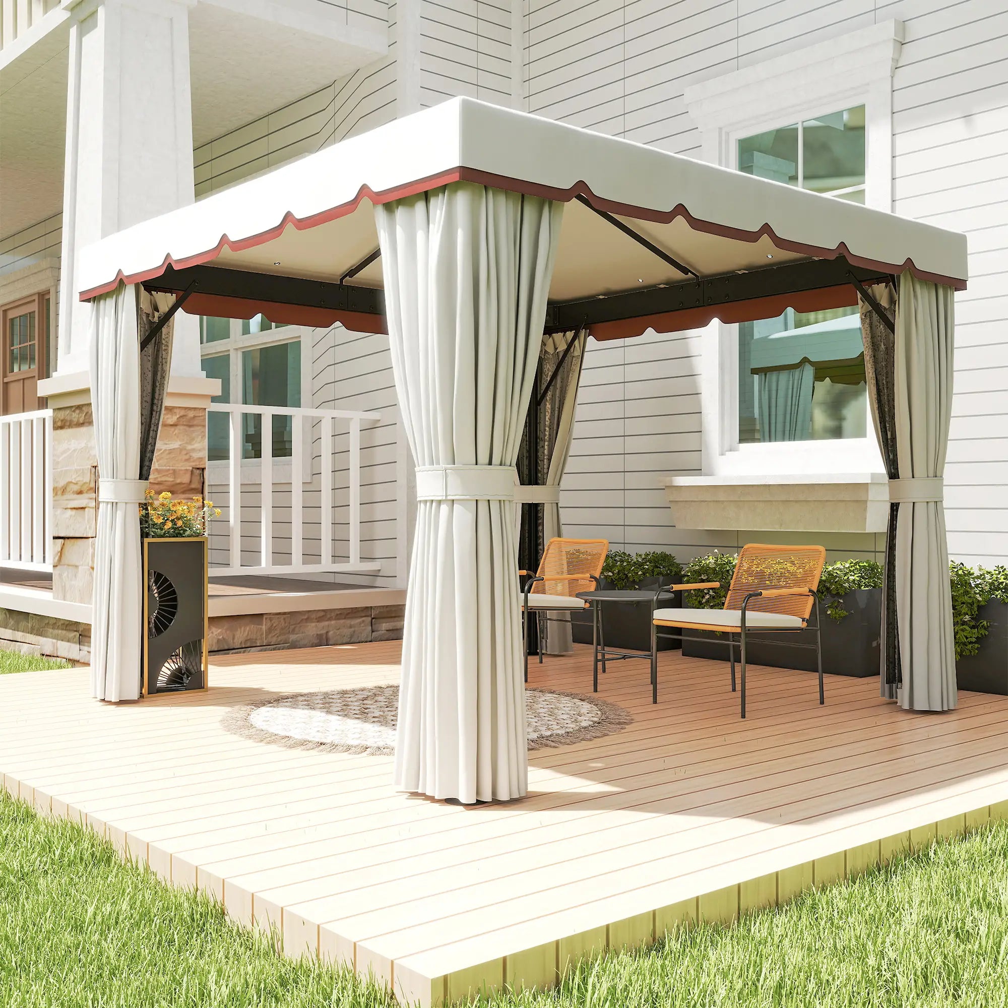 10' x 10' Outdoor Gazebo, Double Soft-Top, Cream White Gazebos at Gallery Canada