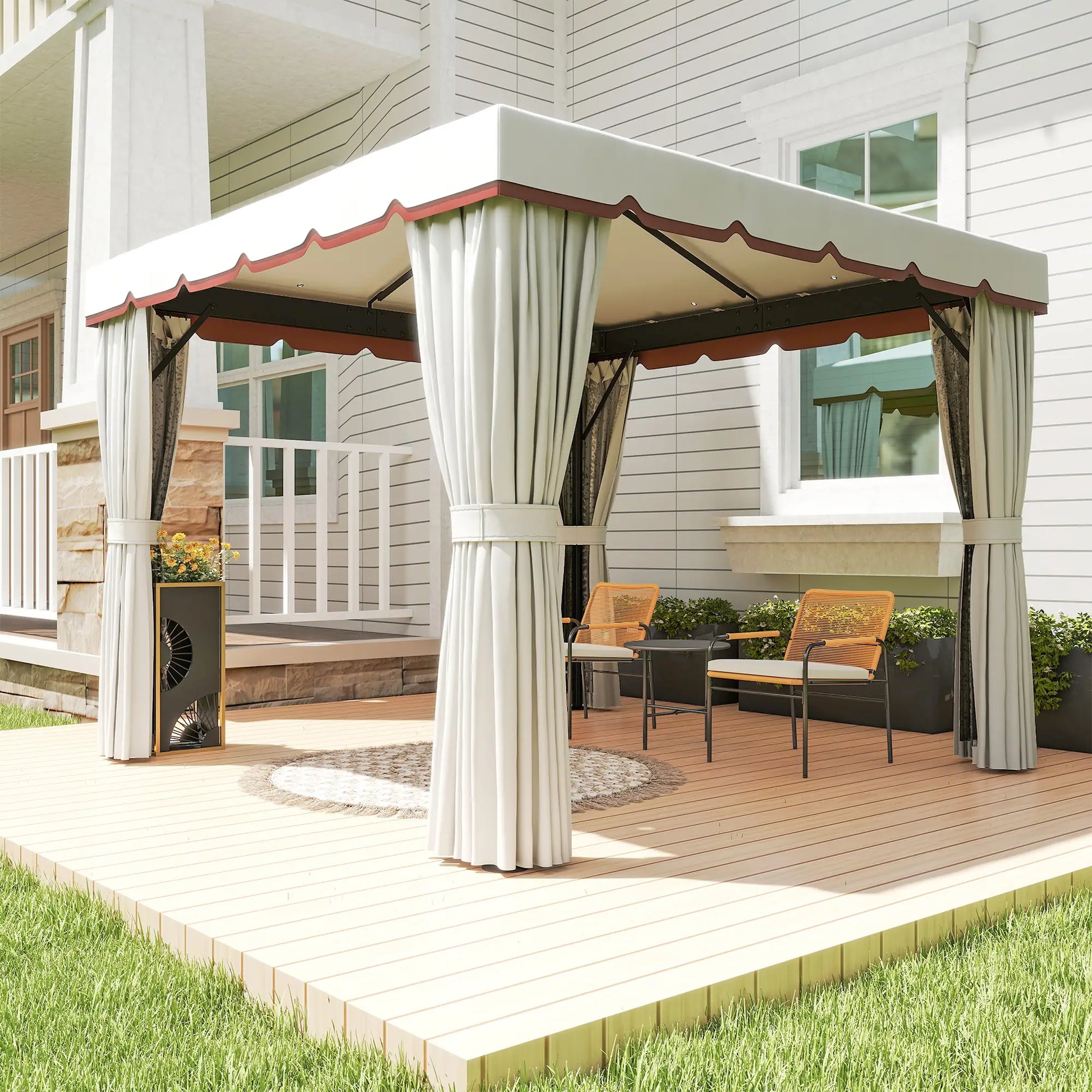 10' x 10' Outdoor Gazebo, Double Soft-Top, Cream White Gazebos at Gallery Canada