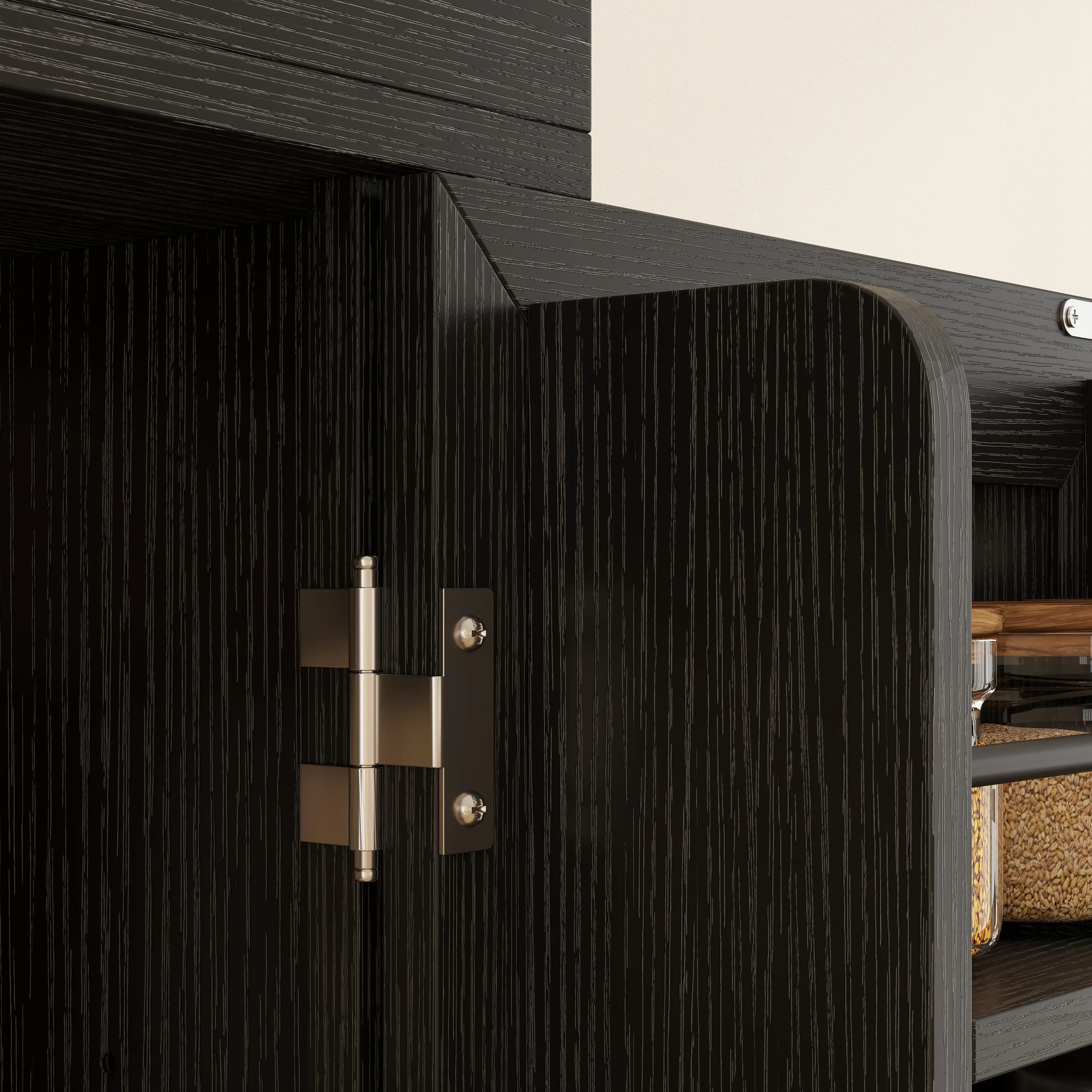 73 Inch Kitchen Pantry Cabinet, Freestanding Hutch, 12 Shelves, Black Kitchen Pantry Cabinets at Gallery Canada