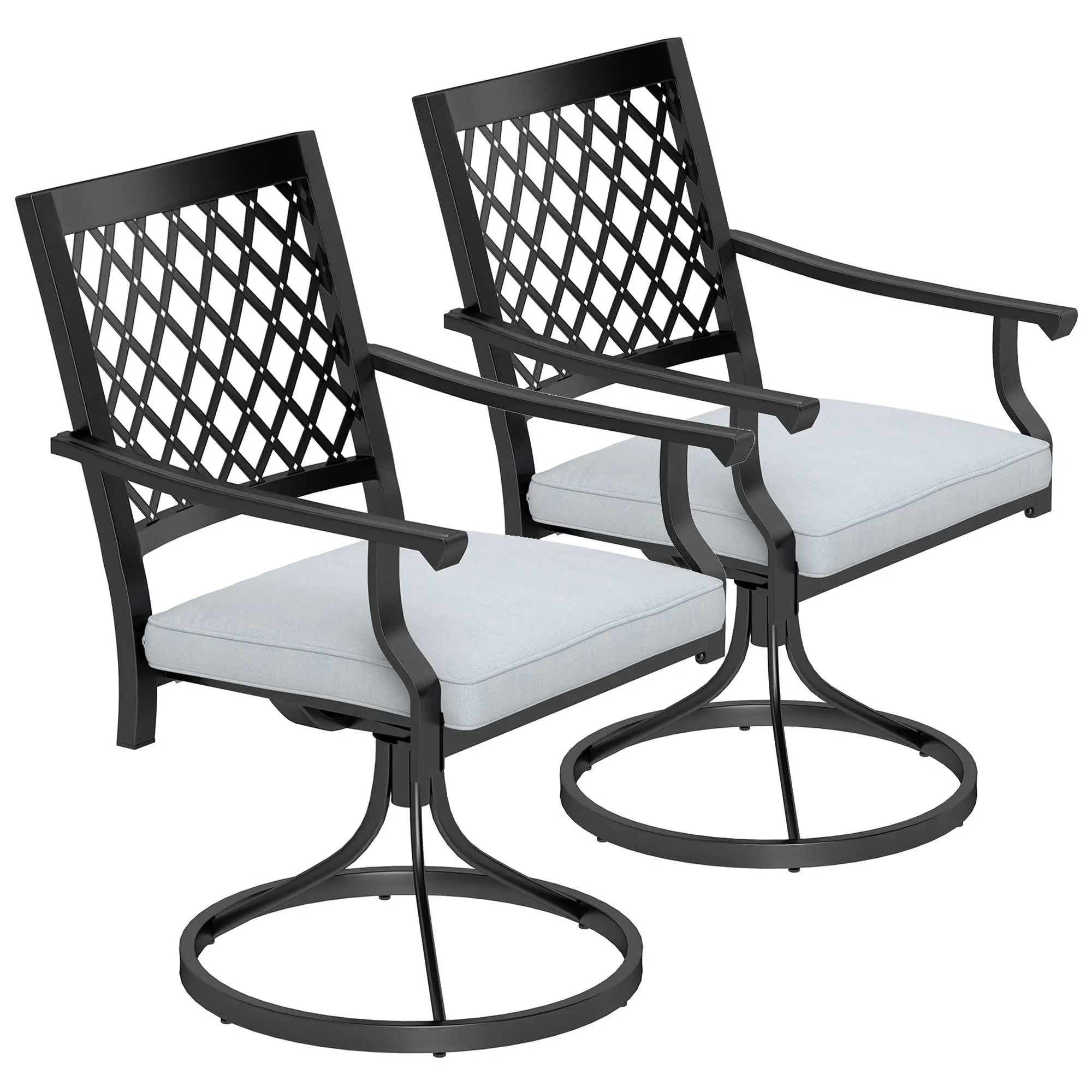 Metal Swivel Rocker Chairs Set of 2, with Cushion, Armrests, for Patio, Garden Bistro Sets Black, Grey at Gallery Canada