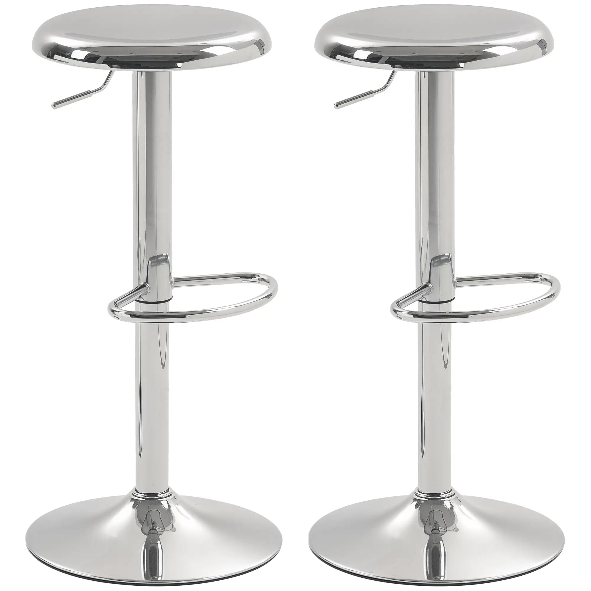 Steel Bar Stools Set of 2, Adjustable Counter Height, Silver Bar Stools Silver at Gallery Canada
