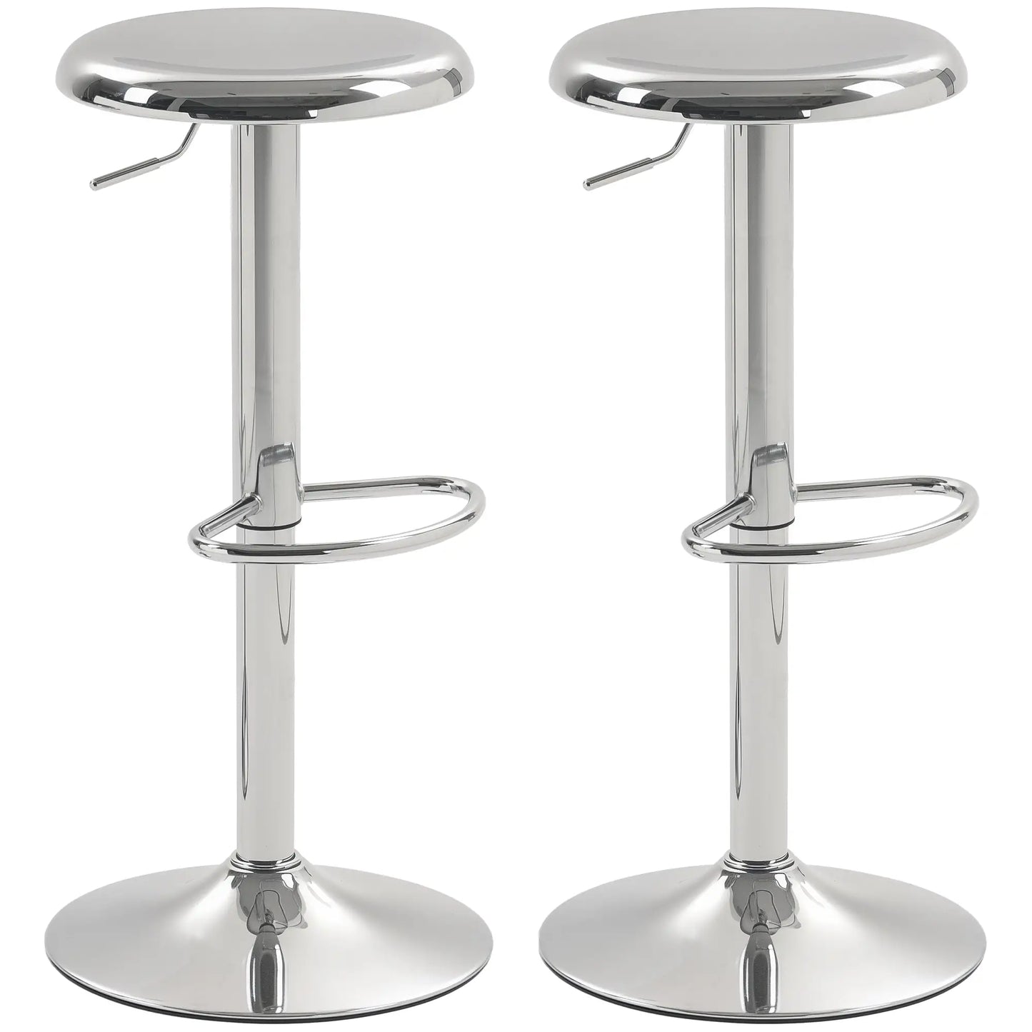 Steel Bar Stools Set of 2, Adjustable Counter Height, Silver Bar Stools Silver at Gallery Canada