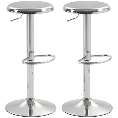 Steel Bar Stools Set of 2, Adjustable Counter Height, Silver Bar Stools Silver at Gallery Canada