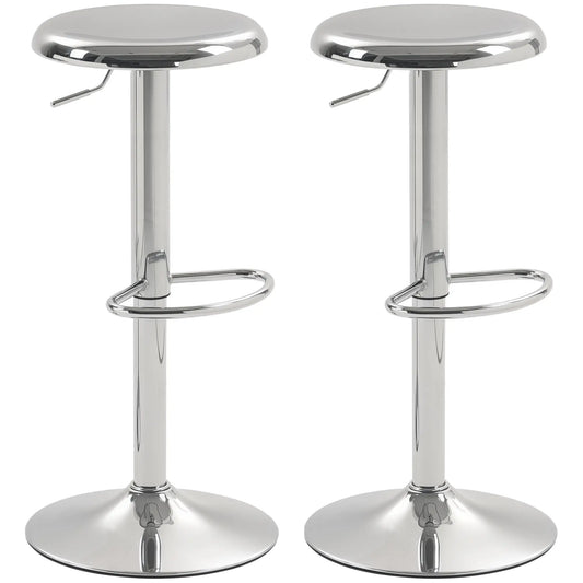 Steel Bar Stools Set of 2, Adjustable Counter Height, Silver Bar Stools Silver at Gallery Canada