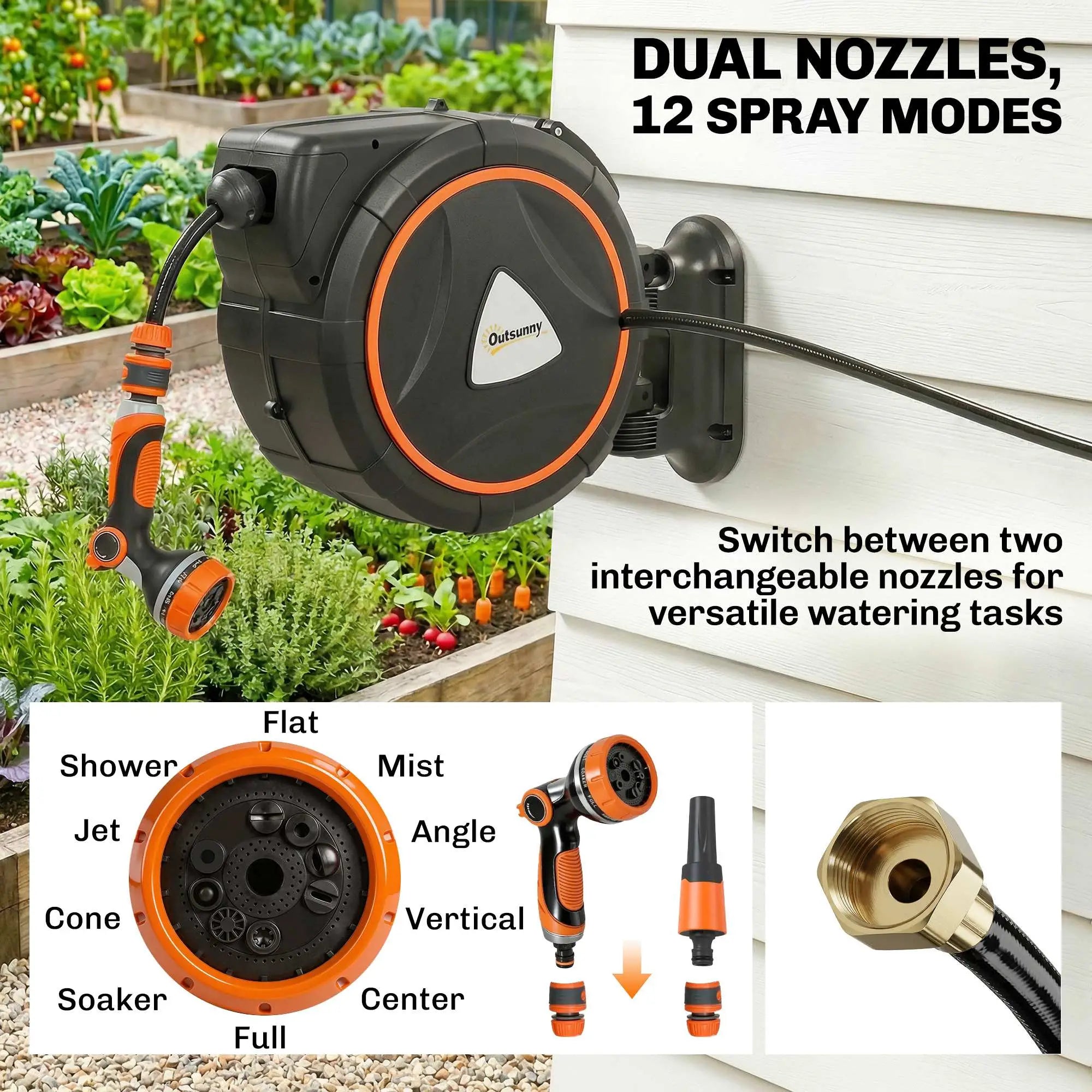 Retractable Garden Hose Reel, 1/2