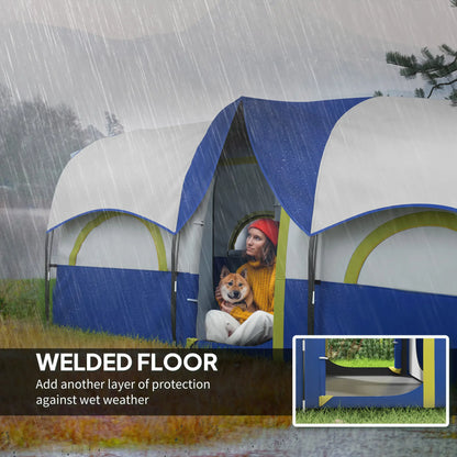 4-6 Person Camping Tent, 3 Room, 3000mm Waterproof, UPF30+, Blue Camping Tents at Gallery Canada