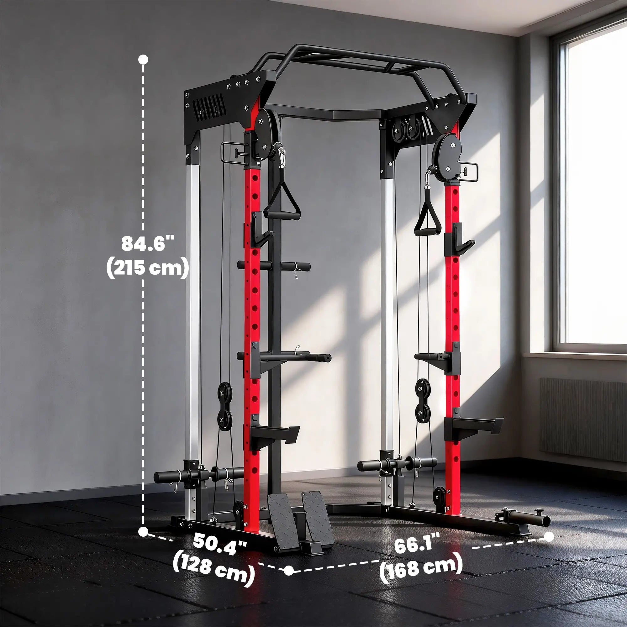 Power Cage Smith Machine, Adjustable Cable Pulley System, Pull-Up Bar, Dip Station, Landmine Power Towers at Gallery Canada