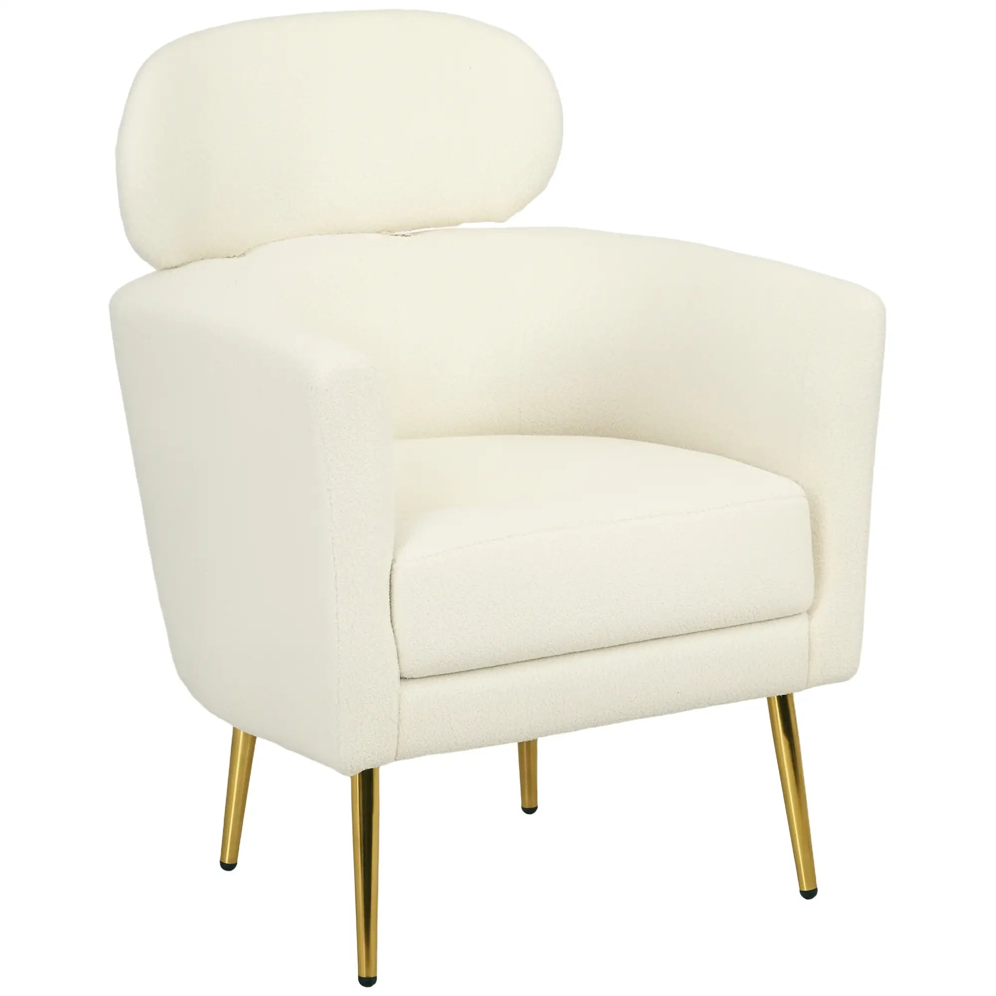Barrel Accent Chair, Detachable Headrest, Modern Armchair, Cream White Accent Chairs at Gallery Canada