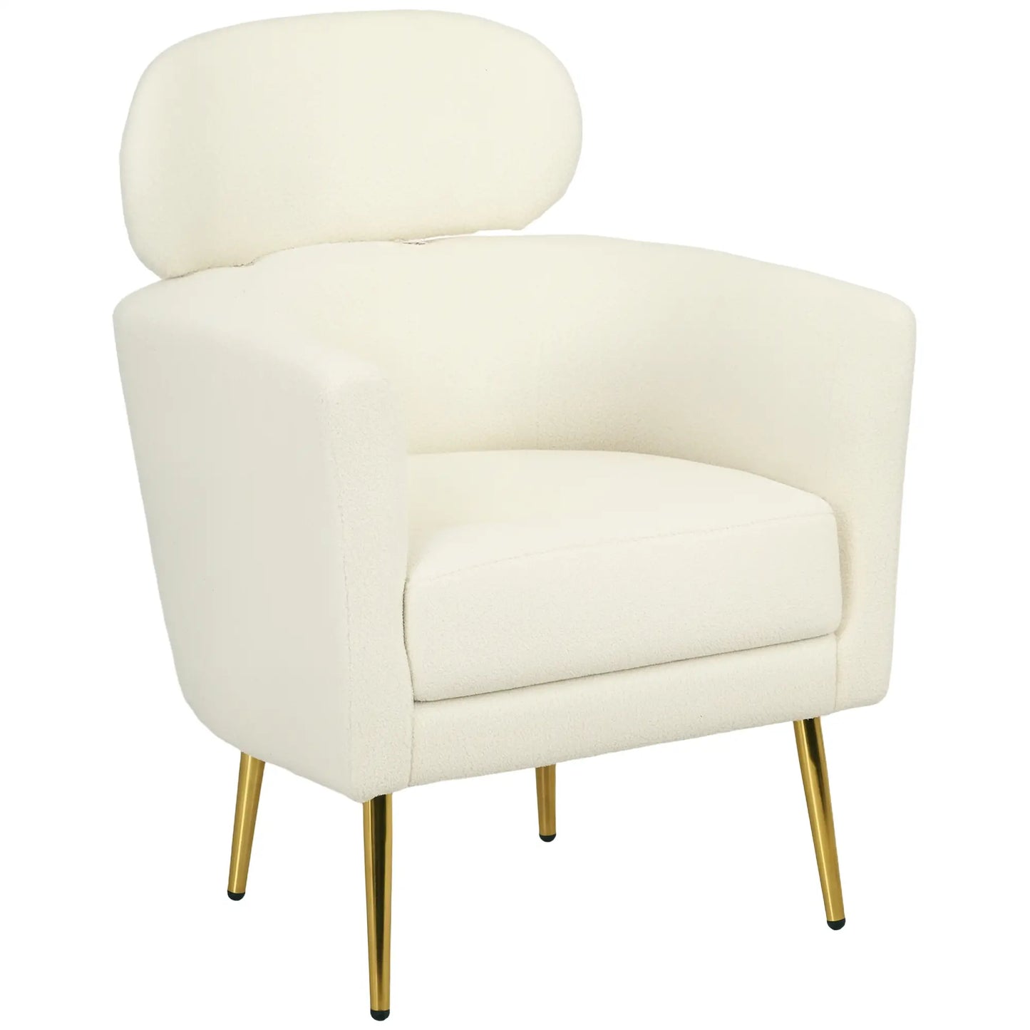 Barrel Accent Chair, Detachable Headrest, Modern Armchair, Cream White Accent Chairs at Gallery Canada