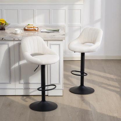 Swivel Bar Stools Set of 2, Adjustable Height, Plush Upholstered, Cream Bar Stools at Gallery Canada