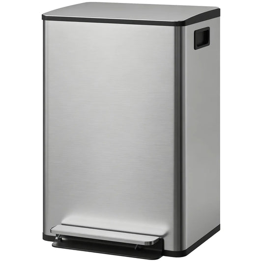 Trash Can with Soft-Close Lid, Garbage Can with Removable Inner Bucket for Kitchen 13.2gal, Silver Household Supplies Silver at Gallery Canada