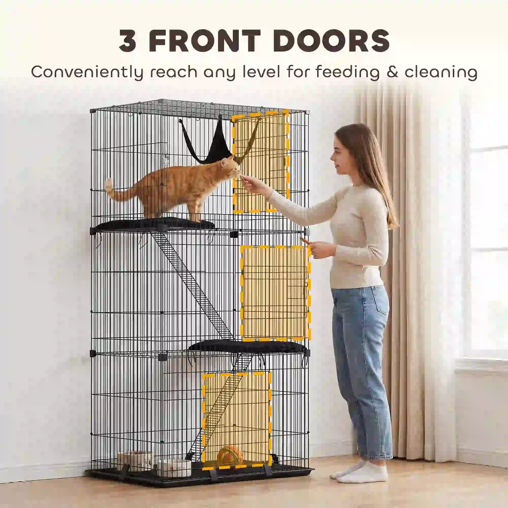 3-Tier Cat Cage Indoor, Detachable Metal Wire Kennel withwith Hammock, Platform, Tray and Cushion for 1-2 Kittens Cat Houses at Gallery Canada