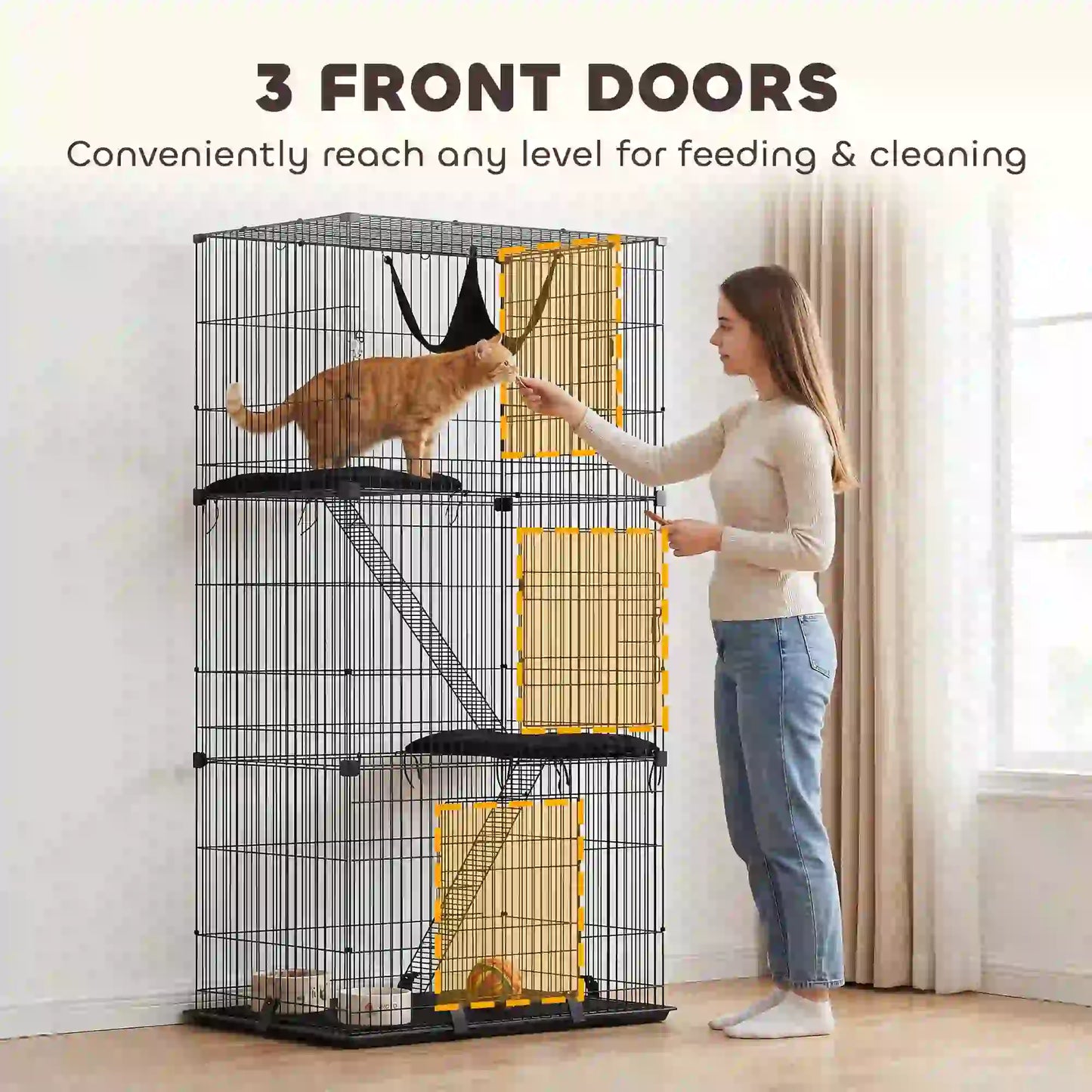 3-Tier Cat Cage Indoor, Detachable Metal Wire Kennel withwith Hammock, Platform, Tray and Cushion for 1-2 Kittens Cat Houses at Gallery Canada