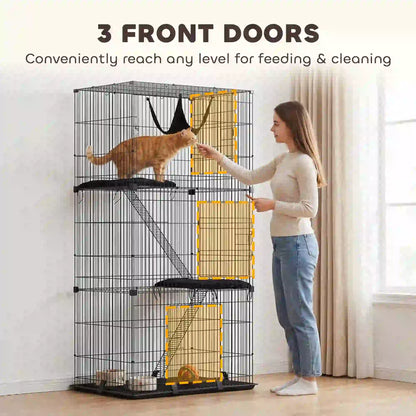 3-Tier Cat Cage Indoor, Detachable Metal Wire Kennel withwith Hammock, Platform, Tray and Cushion for 1-2 Kittens Cat Houses at Gallery Canada