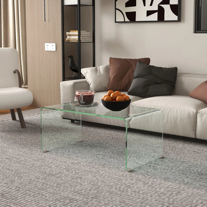 Clear Glass Coffee Table, Modern Rectangle Living Room Table, Safe Rounded Edges Coffee Tables at Gallery Canada