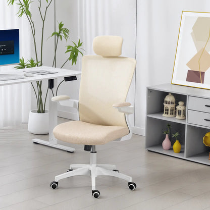 Ergonomic Office Chair, Swivel Desk Chair, Adjustable Lumbar Support, Headrest, Height, Flip-Up Armrests, Beige Task Chairs at Gallery Canada