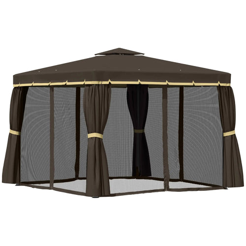10' x 10' 2-Tier Gazebo Canopy Tent, Zippered Mesh Sidewalls, Aluminum Frame
