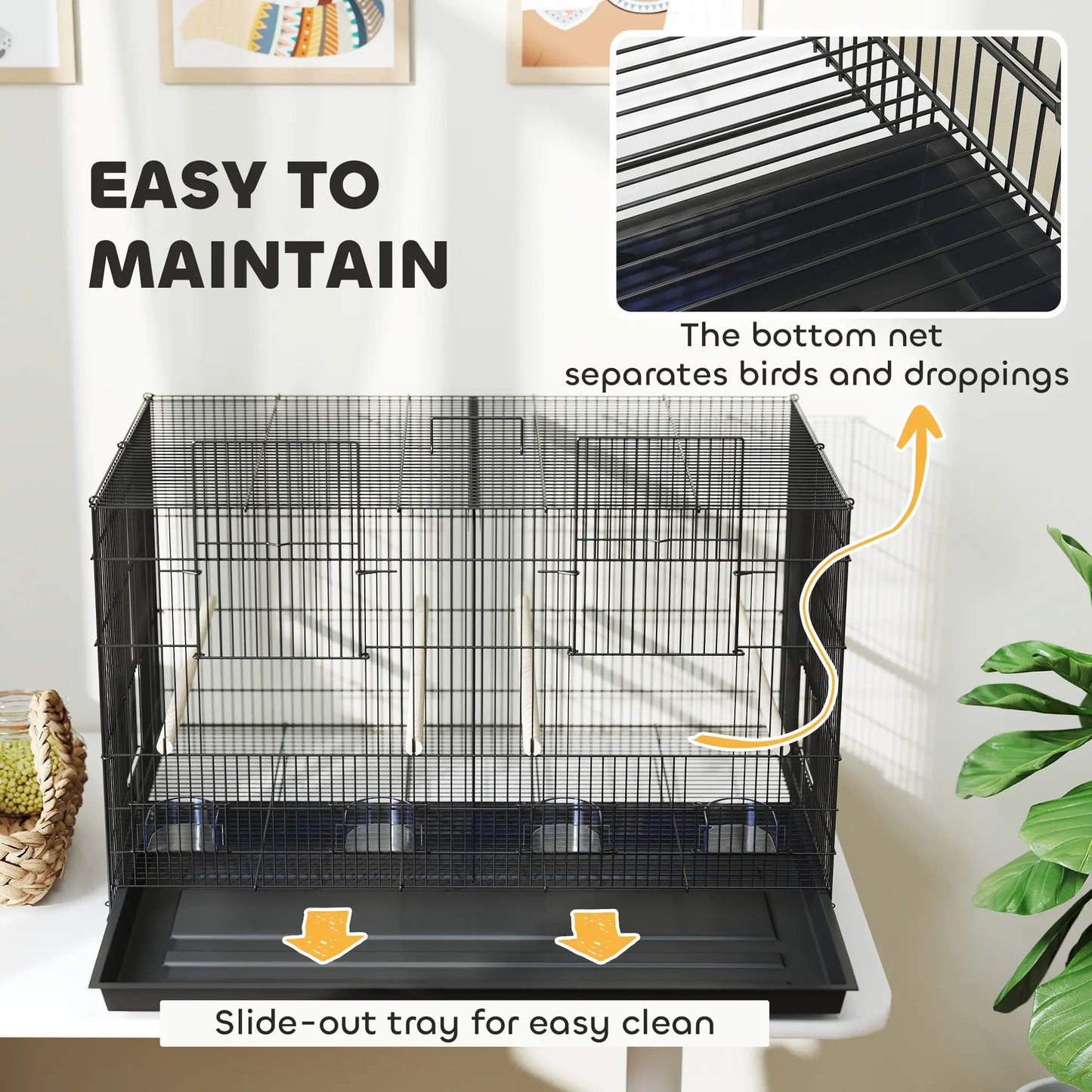 18" H Bird Cage, Large Parakeet Cage, Black Bird Cages at Gallery Canada