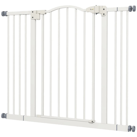 Extra Tall Dog Gate with Door, Pressure Fit, Auto Close, 29"-39", White Houses, Kennels & Pens White at Gallery Canada