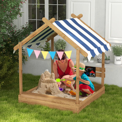 Wooden Sandbox with Cover, 3-7 Years, Backyard, Brown