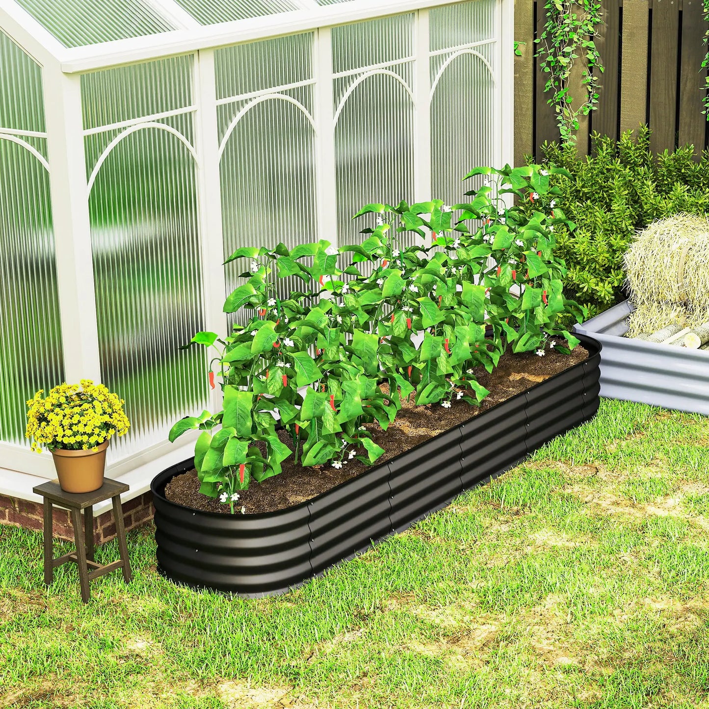 7.9 x 2 x 1ft Galvanized Raised Garden Bed Kit, Metal Planter Box, Black