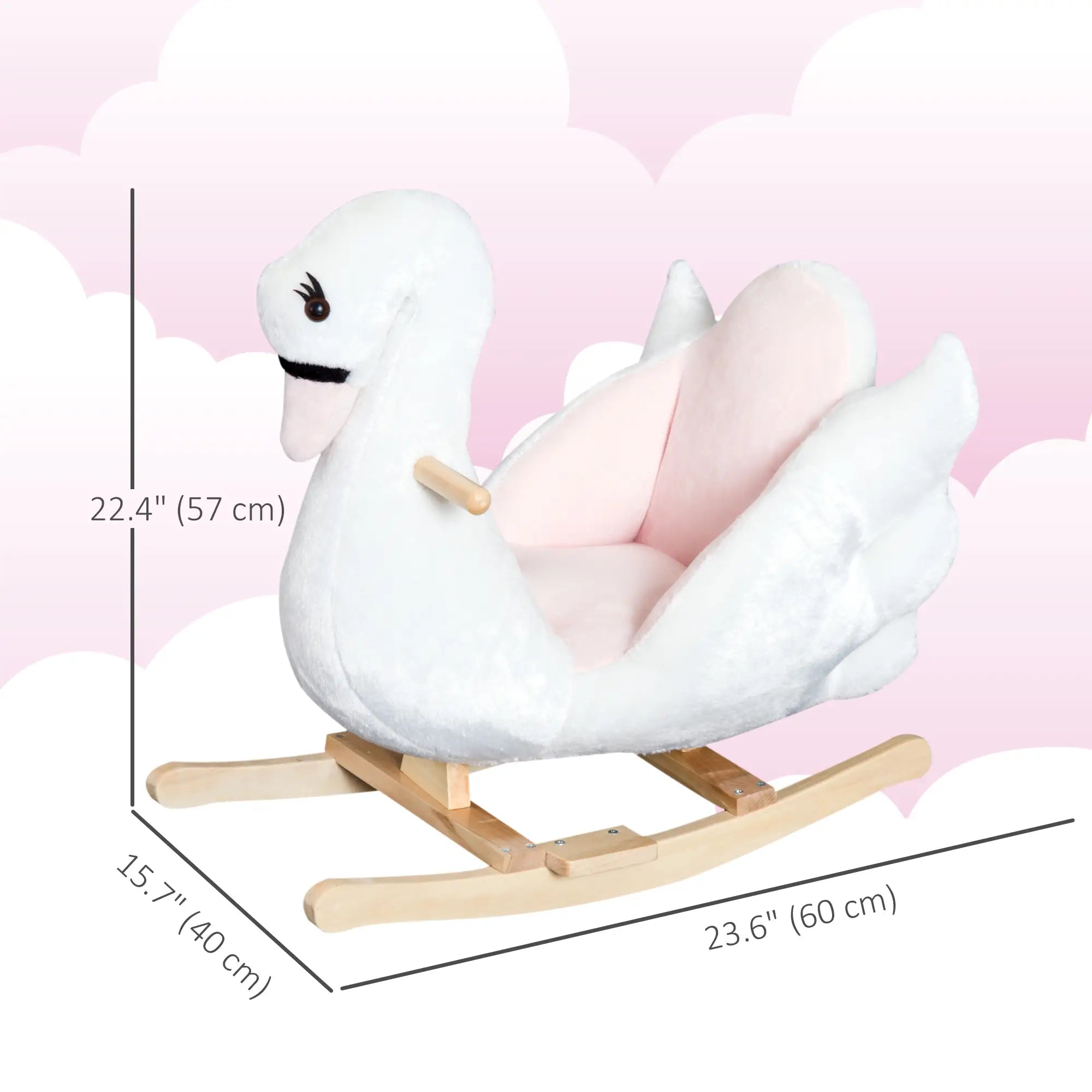 Soft Warm Kids Rocking Horse, Plush Ride On Toy, Swan Style, White Rocking Horses at Gallery Canada